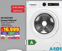 SEG CM 12121 INV 1200 DEVİR 12 KG ÇAMAŞIR MAKİNESİ